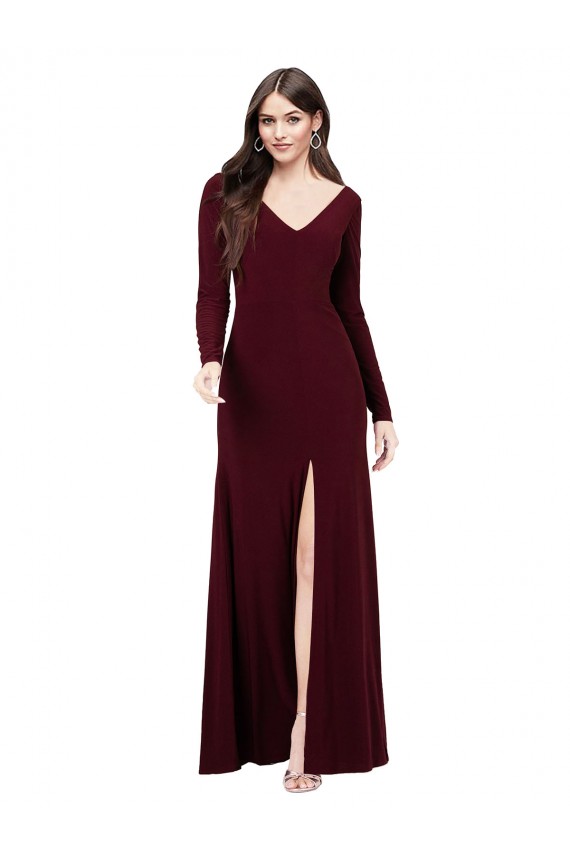 V-Back Long Sleeves V-Neck Sheath Spandex Prom Dress / Bridesmaid Dress Worcester