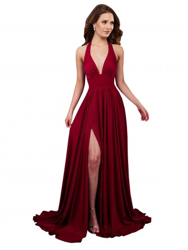 Open Back Sleeveless Halter Neck A-Line Spandex Black Tie Evening Gown / Prom Dress / Bridesmaid Dress Worcester