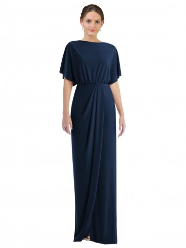 Open Back Short Sleeves Bateau Neck Sheath Spandex Semi Formal Evening Dress / Prom Dress / Bridesmaid Dress Worcester