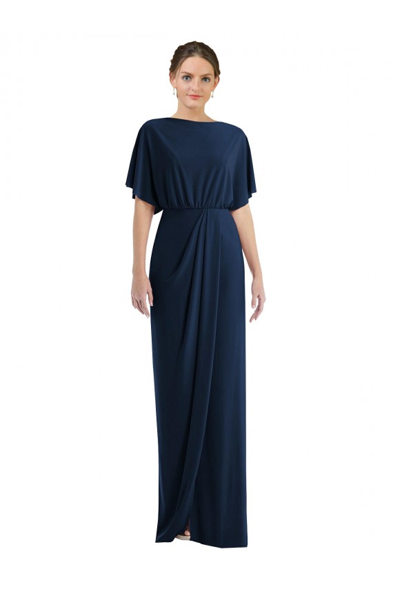 Open Back Short Sleeves Bateau Neck Sheath Spandex Semi Formal Evening Dress / Prom Dress / Bridesmaid Dress Worcester