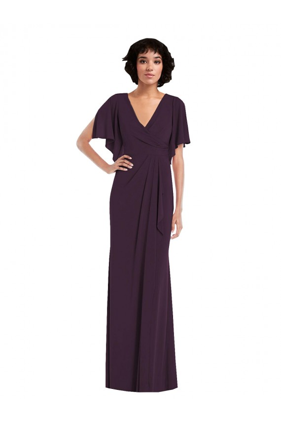 Split Sleeves V-Neck Sheath Spandex Formal Evening Gown / Prom Dress / Bridesmaid Dress Worcester
