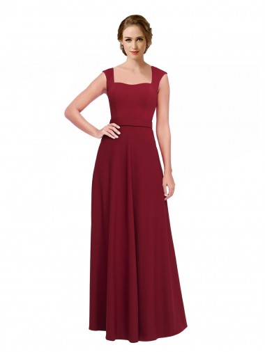 Sleeveless Square Neck A-Line Stretch Crepe Prom Dress / Bridesmaid Dress Worcester