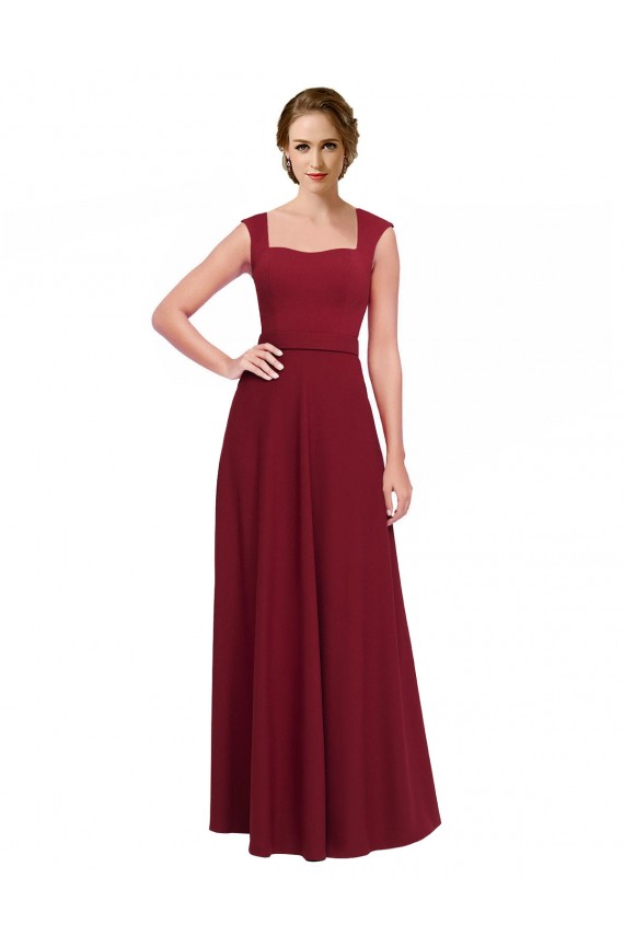 Sleeveless Square Neck A-Line Stretch Crepe Prom Dress / Bridesmaid Dress Worcester