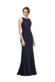 Keyhole Back Sleeveless Scoop Neck Sheath Stretch Crepe Black Tie Prom Dress / Bridesmaid Dress Worcester