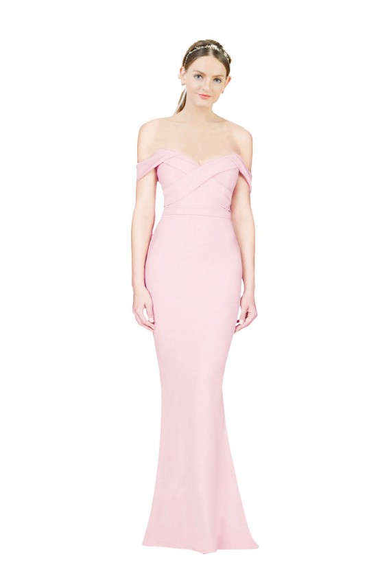 Low Back Pink Sleeveless Strapless A-Line Stretch Crepe Formal Evening Gown / Prom Dress / Bridesmaid Dress Worcester