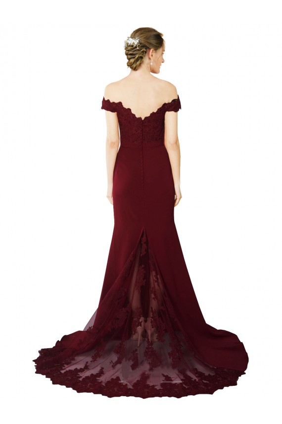 V-Back Sleeveless Off the Shoulder Mermaid Stretch Crepe & Lace Formal Evening Gown / Prom Dress / Bridesmaid Dress Worcester