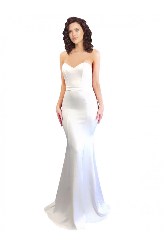 Low Back White Sleeveless Sweetheart Mermaid Stretch Crepe Formal Evening Gown / Prom Dress / Bridesmaid Dress Worcester