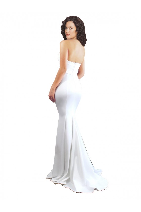 Low Back White Sleeveless Sweetheart Mermaid Stretch Crepe Formal Evening Gown / Prom Dress / Bridesmaid Dress Worcester