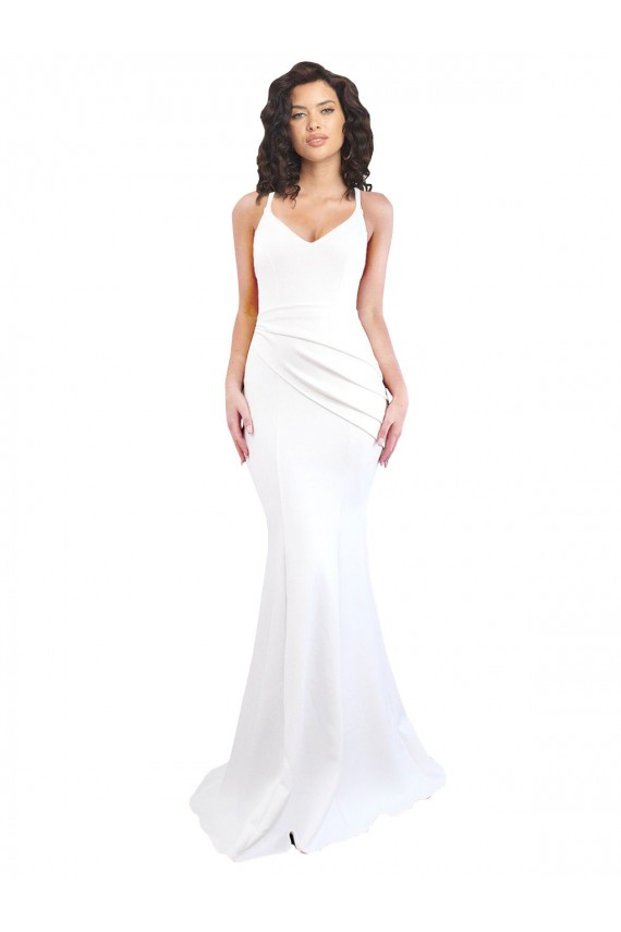 Low Back Sleeveless Spaghetti Straps Mermaid Stretch Crepe Black Tie Evening Gown / Prom Dress / Bridesmaid Dress Worcester