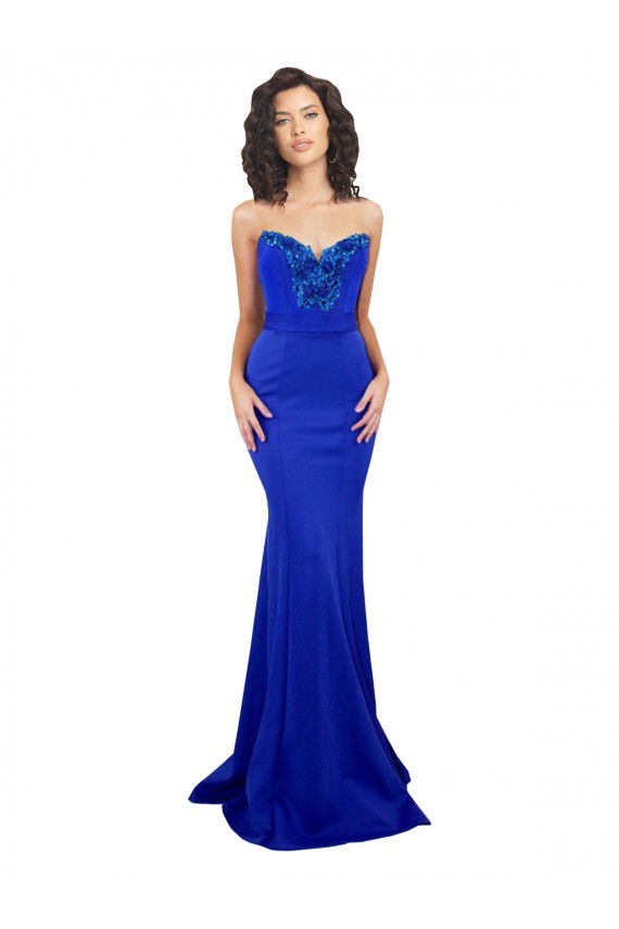 Low Back Royal Blue Sleeveless Sweetheart Mermaid Stretch Crepe Formal Evening Gown / Prom Dress / Bridesmaid Dress Worcester