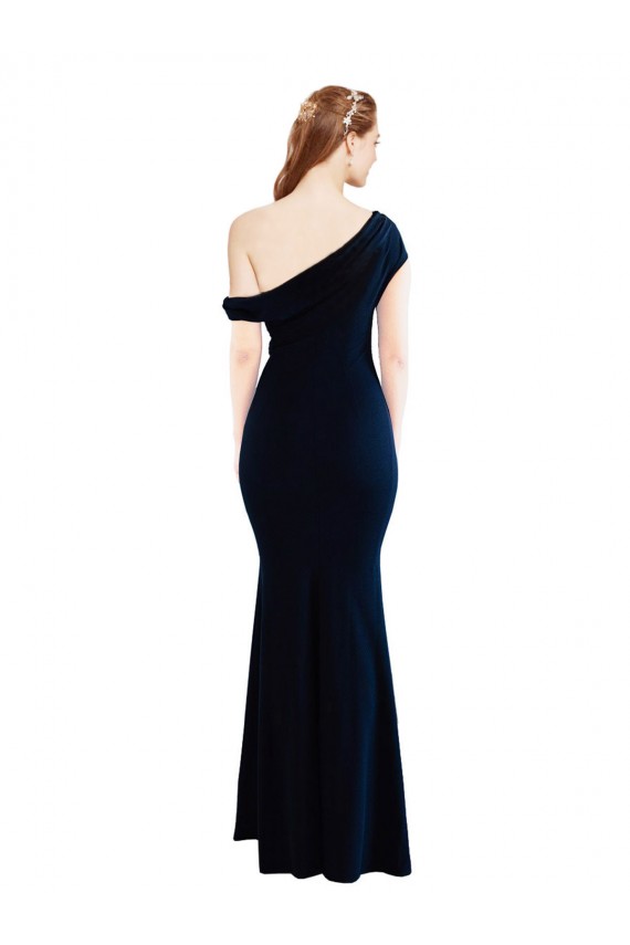 Dark Navy Sleeveless One Shoulder Mermaid Stretch Crepe Formal Evening Gown / Prom Dress / Bridesmaid Dress Worcester