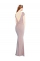 Tie Back Cap Sleeves Boat Neck Mermaid Stretch Crepe Formal Evening Gown / Prom Dress / Bridesmaid Dress Worcester