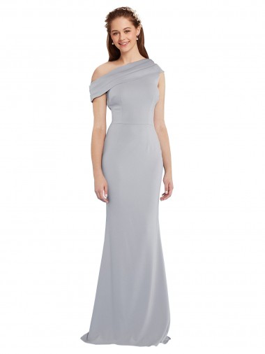 Grey Sleeveless One Shoulder Mermaid Stretch Crepe Formal Dress / Bridesmaid Dress Worcester