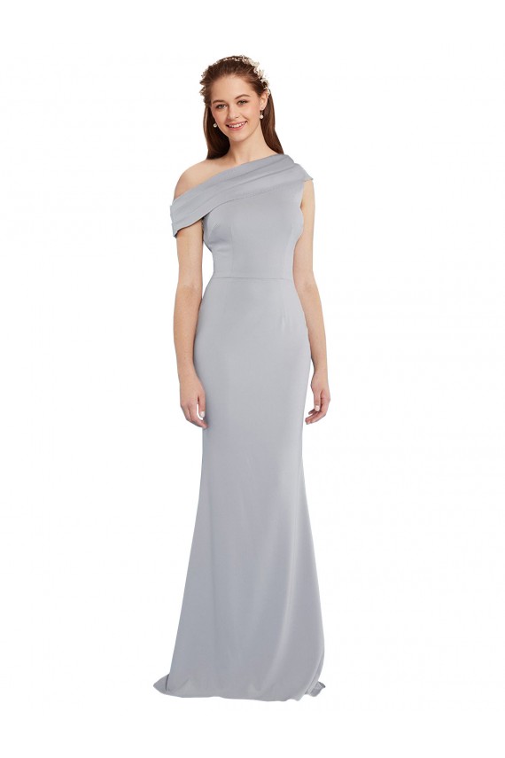 Grey Sleeveless One Shoulder Mermaid Stretch Crepe Formal Dress / Bridesmaid Dress Worcester