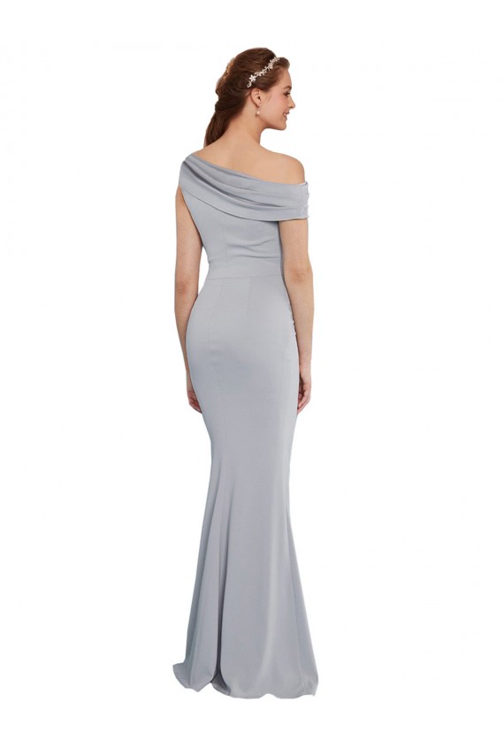 Grey Sleeveless One Shoulder Mermaid Stretch Crepe Formal Dress / Bridesmaid Dress Worcester