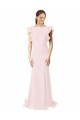 V-Back Ruffle Sleeves Jewel Neck Mermaid, Sheath Stretch Crepe Black Tie Prom Dress / Bridesmaid Dress Worcester