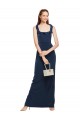 Low Back Dark Navy Sleeveless Scoop Neck Sheath Stretch Crepe Formal Evening Gown / Prom Dress / Bridesmaid Dress Worcester