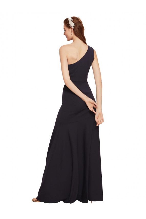 Dark Navy Sleeveless One Shoulder A-Line Stretch Crepe Formal Evening Gown / Prom Dress / Bridesmaid Dress Worcester