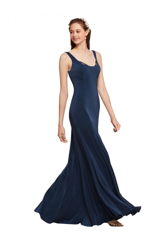 Low Back Sleeveless Round Neck A-Line Stretch Crepe Prom Dress / Bridesmaid Dress Worcester