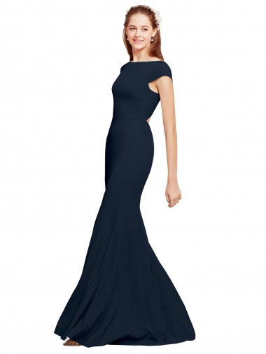 Open Back Sleeveless Boat Neck A-Line Stretch Crepe Formal Evening Gown / Prom Dress / Bridesmaid Dress Worcester