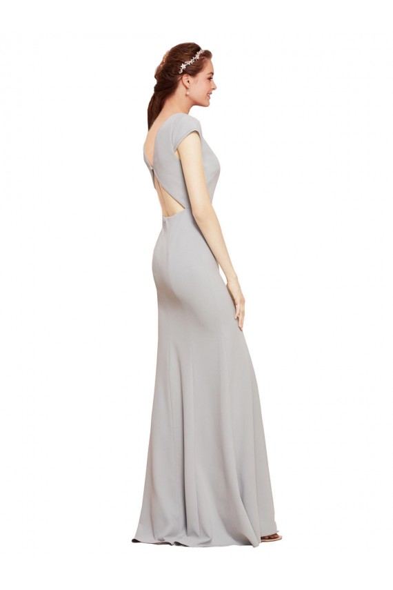 Open Back Sleeveless Boat Neck A-Line Stretch Crepe Formal Evening Gown / Prom Dress / Bridesmaid Dress Worcester