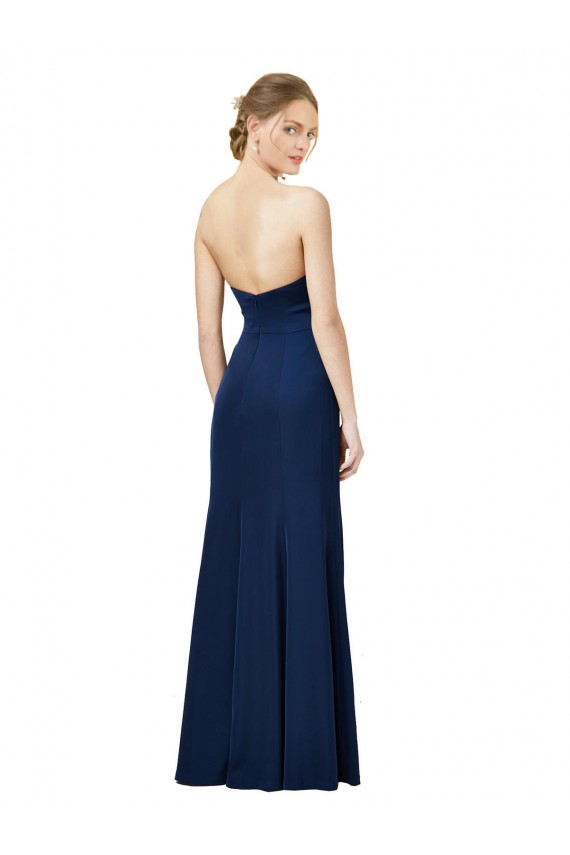 Low Back Black Sleeveless Strapless Sheath Stretch Crepe Formal Dress / Bridesmaid Dress Worcester