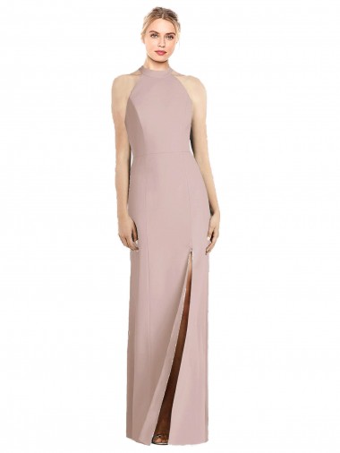 Open Back Sleeveless Halter Neck Trumpet Stretch Crepe Semi Formal Evening Dress / Bridesmaid Dress Worcester