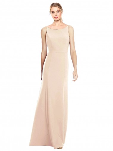 Open Back Nude Sleeveless Bateau Neck Trumpet Stretch Crepe Semi Formal Evening Dress / Prom Dress / Bridesmaid Dress Worcester