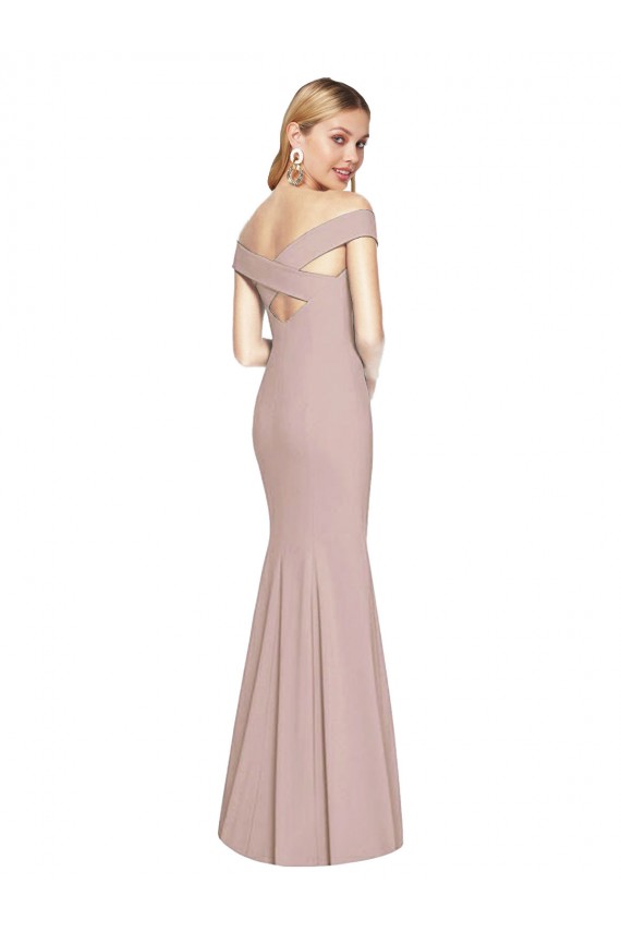 Criss Cross Back Sleeveless Off the Shoulder Trumpet Stretch Crepe Semi Formal Evening Dress / Prom Dress / Bridesmaid Dress Worcester
