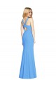 Keyhole Back Peacock Blue Sleeveless V-Neck Trumpet Stretch Crepe Semi Formal Evening Dress / Prom Dress / Bridesmaid Dress Worcester