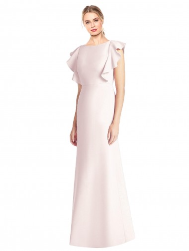 Open Back Pink Cap Sleeves Bateau Neck Trumpet Stretch Crepe Formal Dress / Bridesmaid Dress Worcester