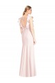 Open Back Pink Cap Sleeves Bateau Neck Trumpet Stretch Crepe Formal Dress / Bridesmaid Dress Worcester