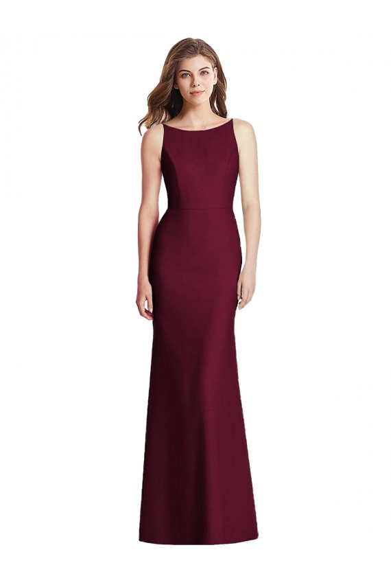 Open Back Sleeveless Bateau Neck Trumpet Stretch Crepe Semi Formal Evening Dress / Bridesmaid Dress Worcester