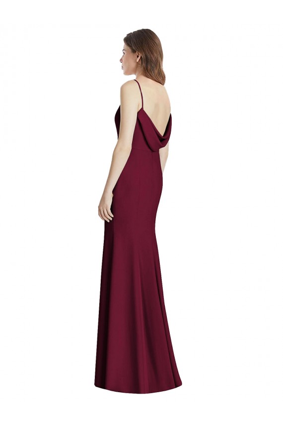 Open Back Sleeveless Bateau Neck Trumpet Stretch Crepe Semi Formal Evening Dress / Bridesmaid Dress Worcester