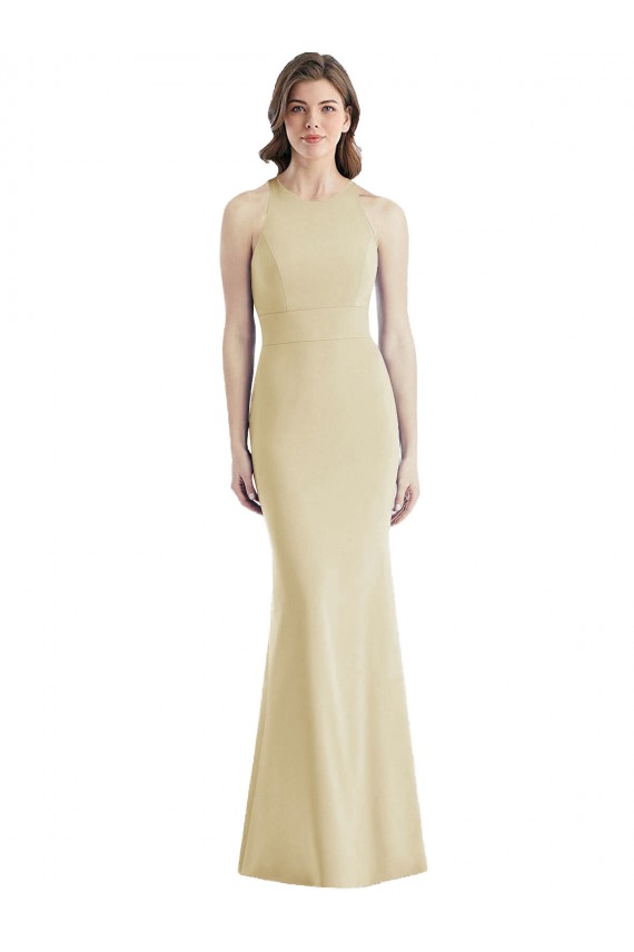 Criss Cross Open Back Sleeveless Bateau Neck Trumpet Stretch Crepe Semi Formal Evening Dress / Prom Dress / Bridesmaid Dress Worcester