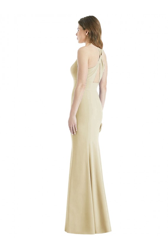 Criss Cross Open Back Sleeveless Bateau Neck Trumpet Stretch Crepe Semi Formal Evening Dress / Prom Dress / Bridesmaid Dress Worcester
