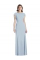 Open Back Light Sky Blue Cap Sleeves Bateau Neck Trumpet Stretch Crepe Formal Dress / Bridesmaid Dress Worcester