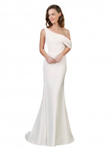 Ivory Sleeveless One Shoulder Sheath Stretch Crepe Formal Evening Gown / Prom Dress / Bridesmaid Dress Worcester