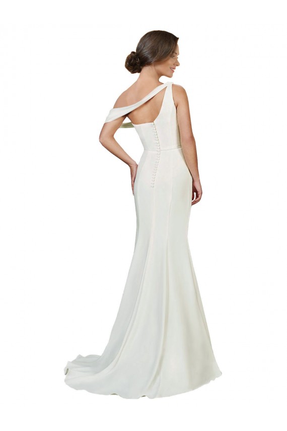 Ivory Sleeveless One Shoulder Sheath Stretch Crepe Formal Evening Gown / Prom Dress / Bridesmaid Dress Worcester