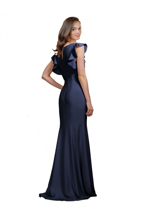 Keyhole Back Sleeveless Bateau Neck Mermaid Stretch Crepe Prom Dress / Bridesmaid Dress Worcester