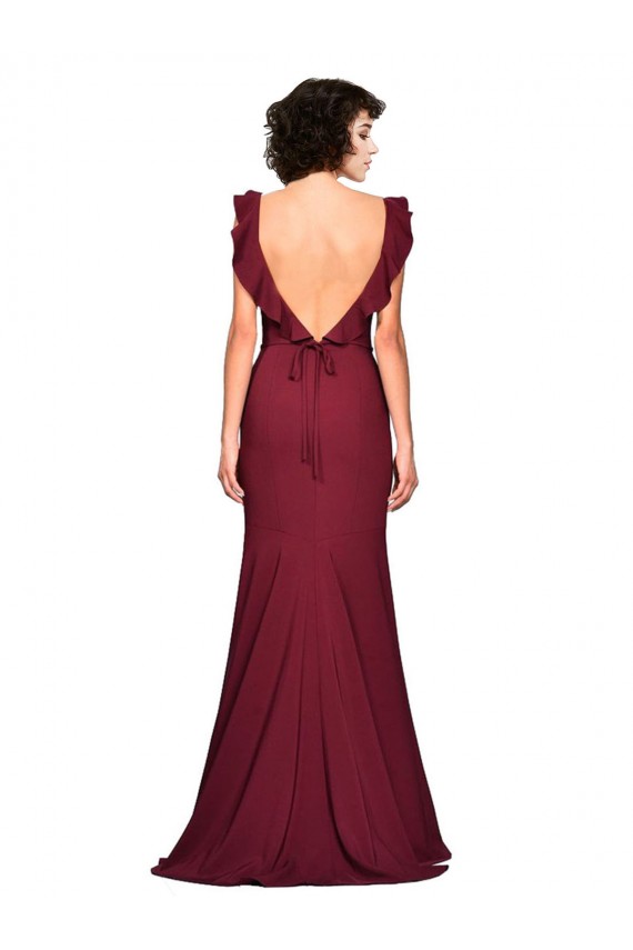 Burgundy Sleeveless Strapless Mermaid Stretch Crepe Prom Dress / Bridesmaid Dress Worcester