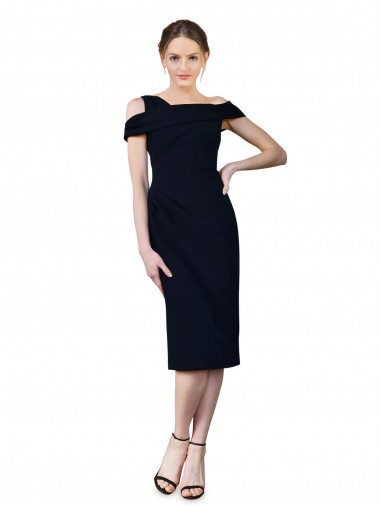 Dark Navy Sleeveless Off the Shoulder Mermaid Stretch Crepe Prom Dresses Worcester