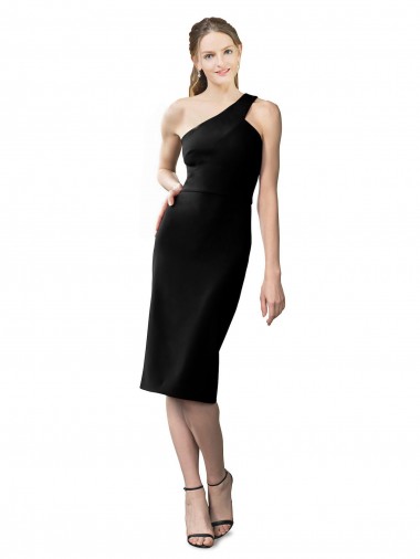 Black Sleeveless One Shoulder Sheath Stretch Crepe Prom Dresses Worcester