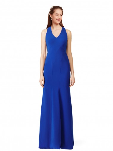 Royal Blue Sleeveless V-Neck Mermaid Stretch Crepe Formal Evening Gown / Prom Dress / Bridesmaid Dress Worcester