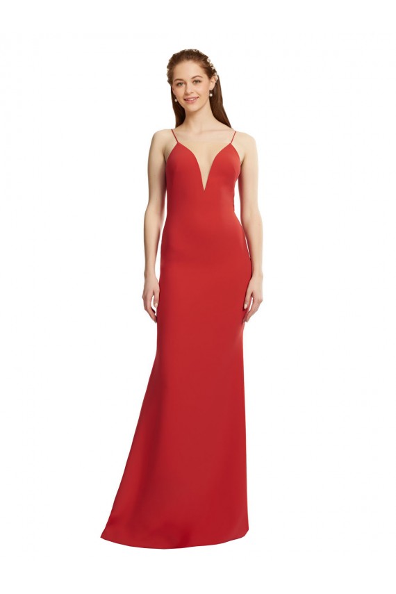 Open Back Sleeveless Spaghetti Straps Mermaid Stretch Crepe Formal Evening Gown / Prom Dress / Bridesmaid Dress Worcester