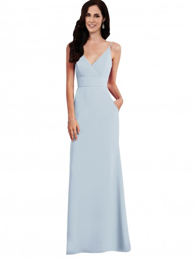 V-Back Sleeveless Spaghetti Straps Trumpet Stretch Crepe Formal Dress / Bridesmaid Dress Worcester