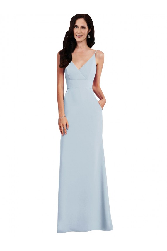 V-Back Sleeveless Spaghetti Straps Trumpet Stretch Crepe Formal Dress / Bridesmaid Dress Worcester