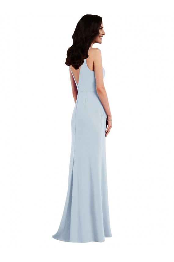 V-Back Sleeveless Spaghetti Straps Trumpet Stretch Crepe Formal Dress / Bridesmaid Dress Worcester