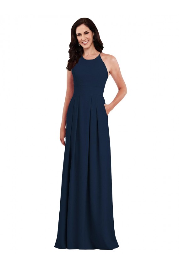 Criss Cross Open Back Sleeveless Halter Neck Trumpet Stretch Crepe Semi Formal Evening Dress / Bridesmaid Dress Worcester