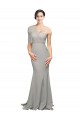Low Back Sleeveless One Shoulder Mermaid Stretch Crepe & Tulle Formal Evening Gown / Prom Dress / Bridesmaid Dress Worcester